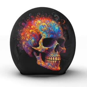 Der "Brainiac" Motorradhelm besticht durch ein farbenfrohes Totenkopf-Design - Jetzt bestellen!