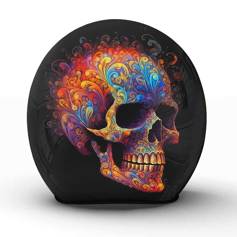 Der "Brainiac" Motorradhelm besticht durch ein farbenfrohes Totenkopf-Design - Jetzt bestellen!