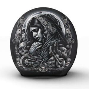 Der "Llorona" Helm ist ein meisterhaftes Beispiel für Handarbeit mit einem tiefgründigen Motiv der Trauer und Schönheit - Jetzt bestellen!