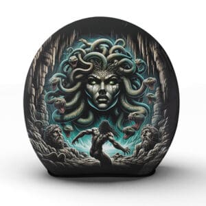 Der Helm "Medusa" aus Meisterhand verbindet Schönheit mit Einschüchterung und verkörpert die unerschrockene Seele des Bikers - Jetzt bestellen!