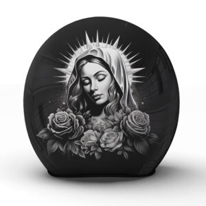 Der "Donna" Motorradhelm verbindet die Sanftheit einer schützenden Heiligenfigur mit der Stärke des Bikers - Jetzt bestellen!