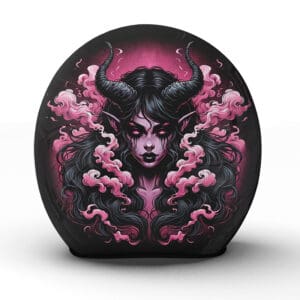 Der handgearbeitete "Succubus" Helm aus unserer Manufaktur strahlt die Macht und Verführung aus