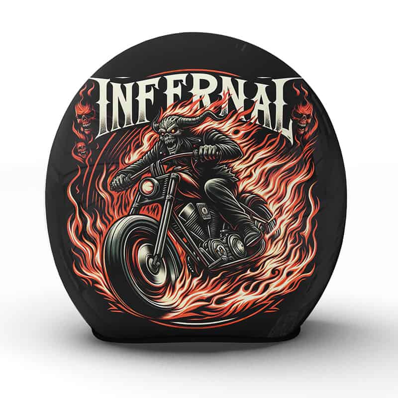 Der "Infernal" Helm verkörpert mit seinem feurigen Design die wilde Seele des Bikers - Jetzt bestellen!