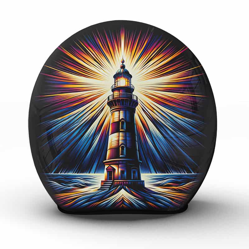 Der handgefertigte "Guidance" Helm mit inspirierendem Design dient dem Fahrer als Leuchtfeuer der Hoffnung und Orientierung - Jetzt bestellen!