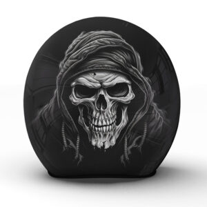 Der "Touareg" Motorradhelm - sein monochromes Totenkopfmotiv