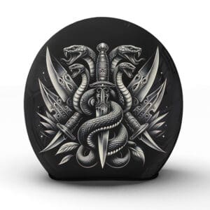 Der "Asclepius" Motorradhelm aus unserer Manufaktur ist ein Symbol für Schutz und die Heilkraft - Jetzt bestellen