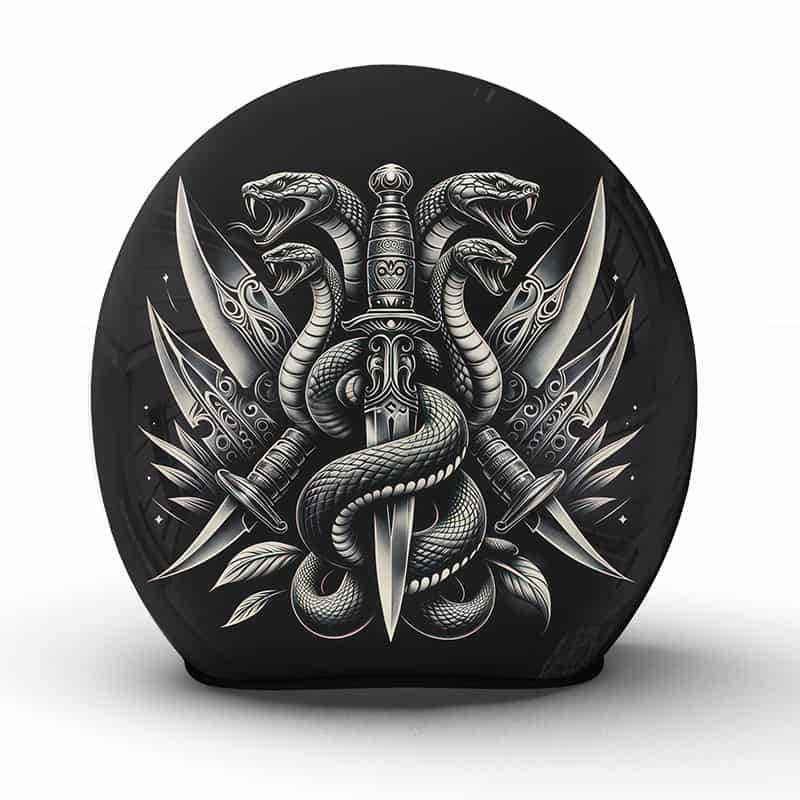 Der "Asclepius" Motorradhelm aus unserer Manufaktur ist ein Symbol für Schutz und die Heilkraft - Jetzt bestellen