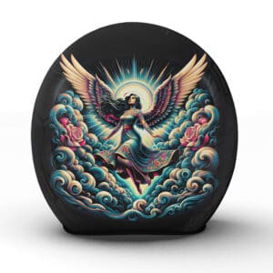 Der "Divine" Motorradhelm zeigt einen Engelsmotiv mit einer inspirierenden Aura - Jetzt bestellen!